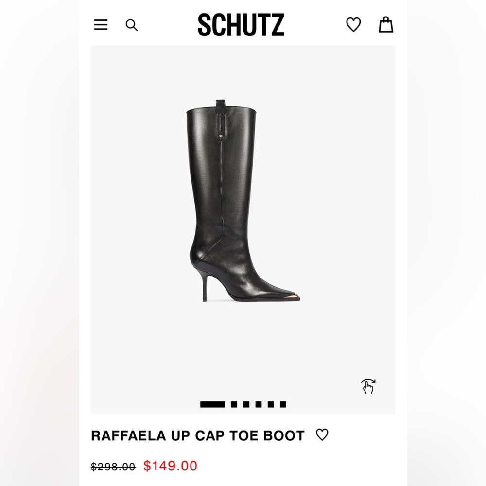 SCHUTZ Black Raffaela Cap Toe Heeled Boots